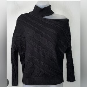 beautiful Venus oversized one shoulder cable knit sweater.
